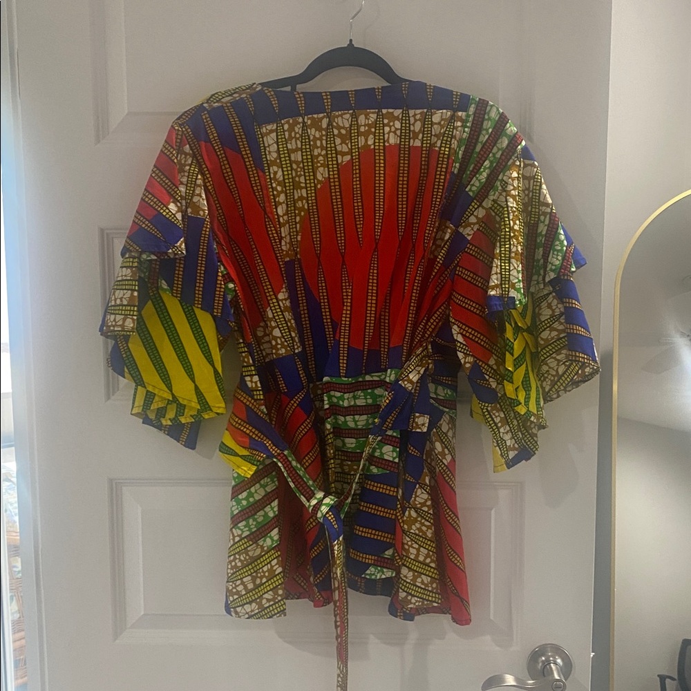 Colorful Striped Wrap Top, One Size Fits All - Picture 3 of 4